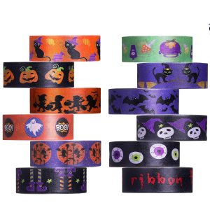 12 rollos de cinta Washi de Halloween, cinta decorativa de terror de Halloween con patrones de telaraña de calabaza, fantasma, murciélago, araña, 12 rollos de cinta Washi de Halloween, cinta decorativa de terror de Halloween con patrones de telaraña de calabaza, fantasma, murciélago, araña,