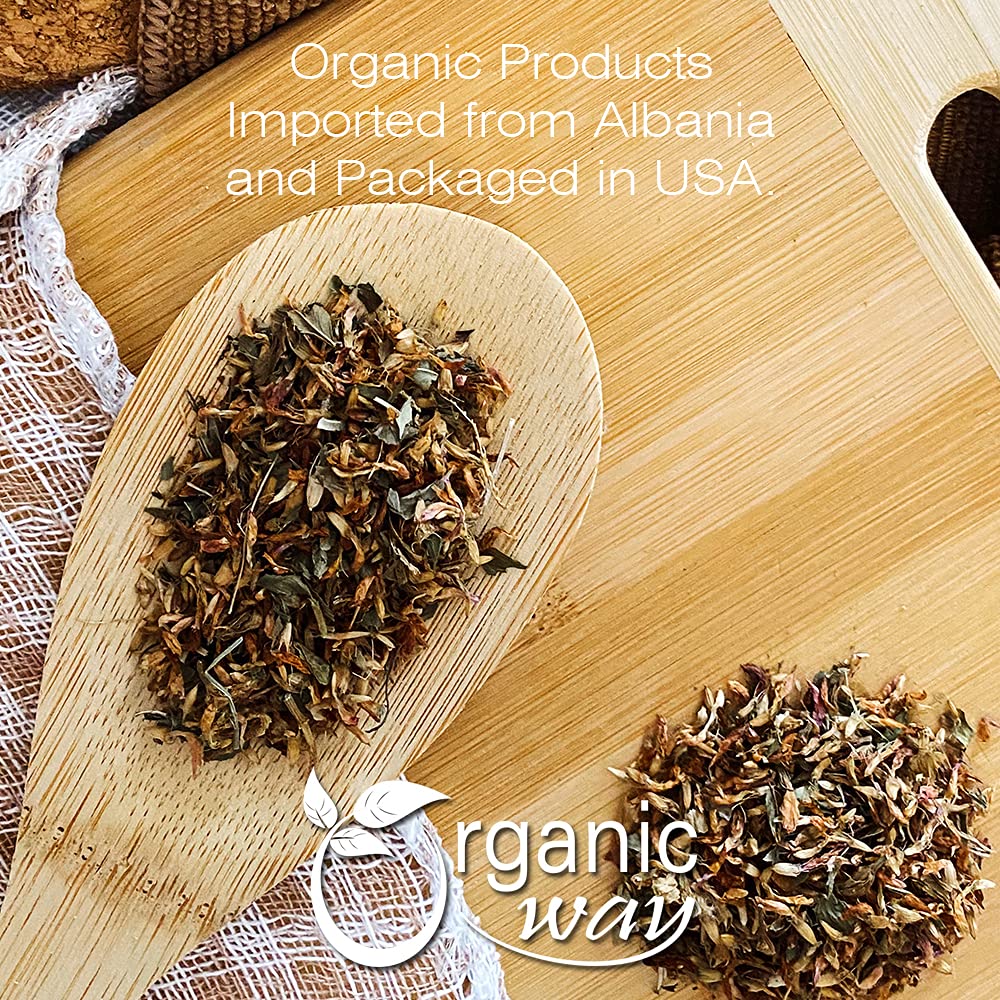 Organic Way Flor de trébol rojo cortado y tamizado (Trifolium pratense) – Té de hierbas  Cosecha silvestre europea  Certificado orgánico y Kosher