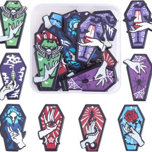 Dijes de estilo gótico con esmalte blanco y negro Ouijas con patrón de calavera de mariposa para joyería, collares, aretes, manualidades Dijes de estilo gótico con esmalte blanco y negro Ouijas con patrón de calavera de mariposa para joyería, collares, aretes, manualidades