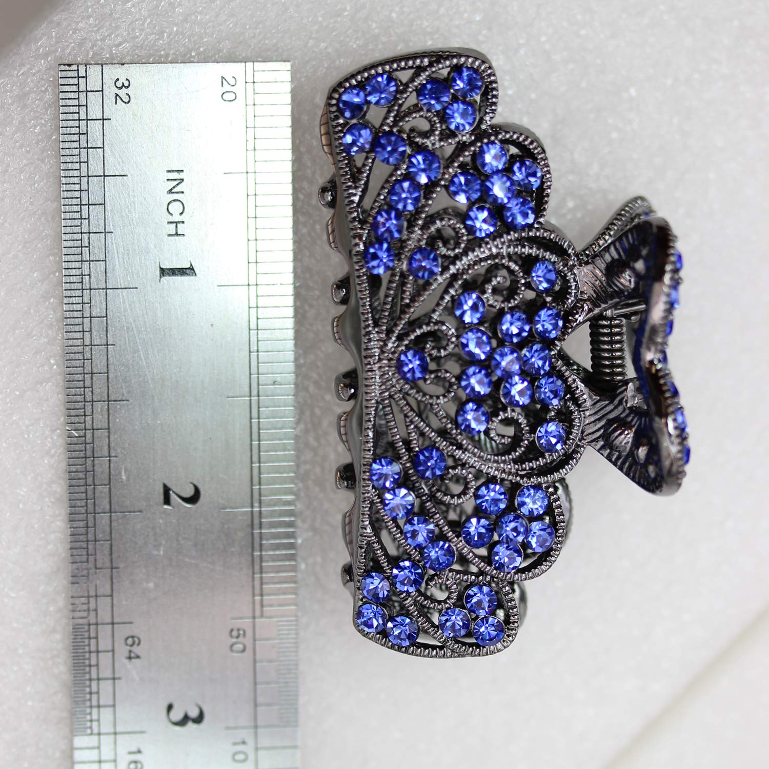 Faship Hermosas pinzas para el cabello florales de cristal azul