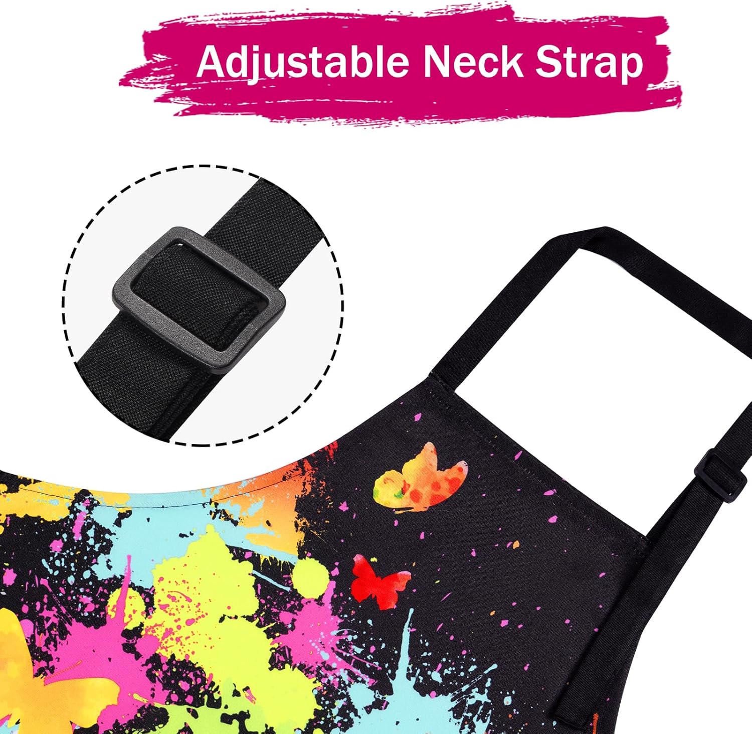 ASPMIZ Delantal de artista para niños pequeños, delantal de cocina impermeable con bolsillos, delantal colorido con tirantes ajustables, delantal