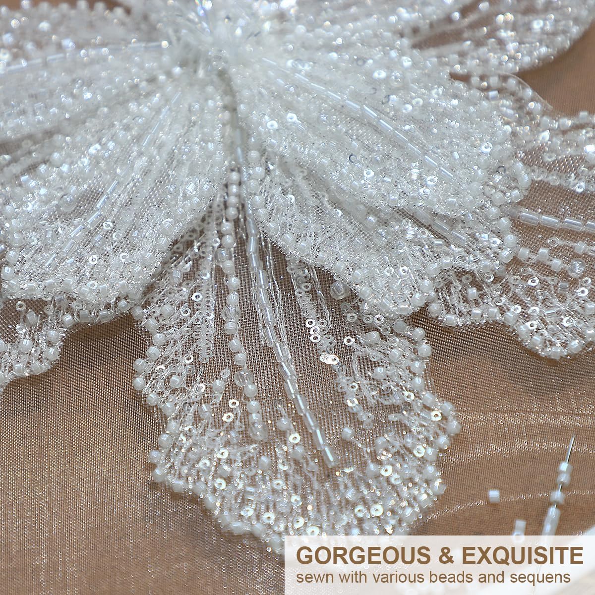 Parche bordado de diamantes de imitación de lentejuelas con cuentas 3D hechas a mano para ropa, vestido de bricolaje, tela de costura (cuentas