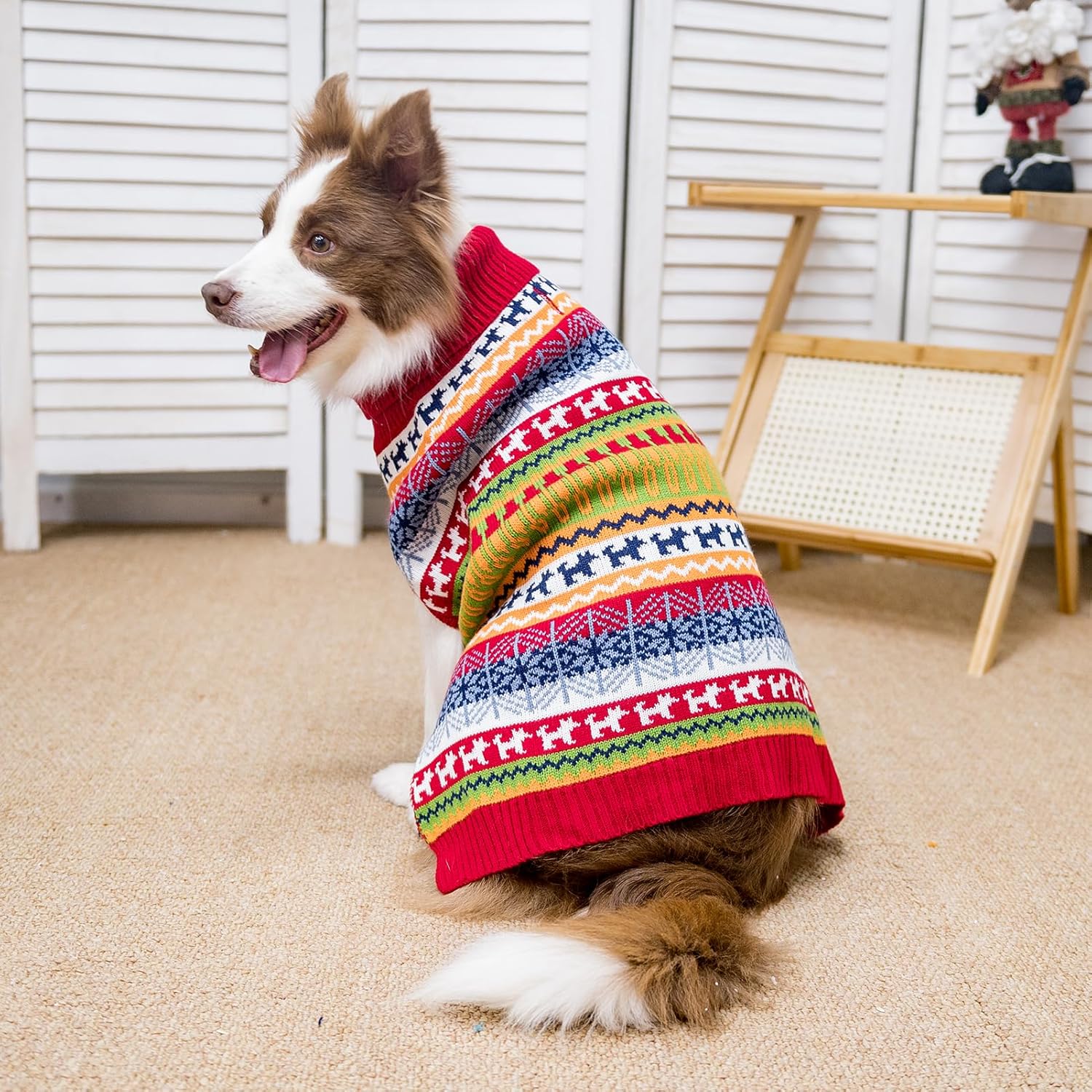 Mihachi Suéter para perro – Abrigo de invierno Ropa con rayas coloridas para clima frío