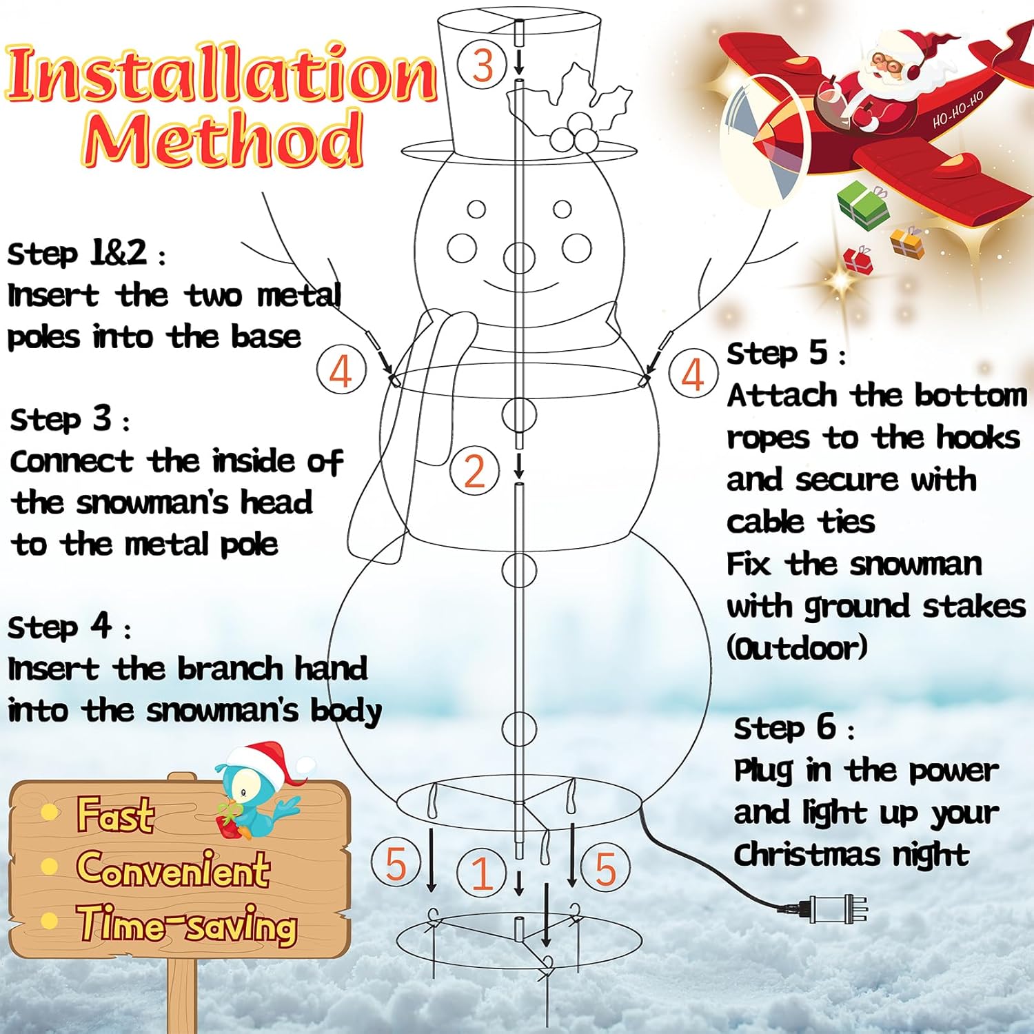 Higen Decoración de muñeco de nieve de Navidad iluminado para patio, muñeco de nieve de 2.3 pies, decoración para interiores y exteriores, plegable,