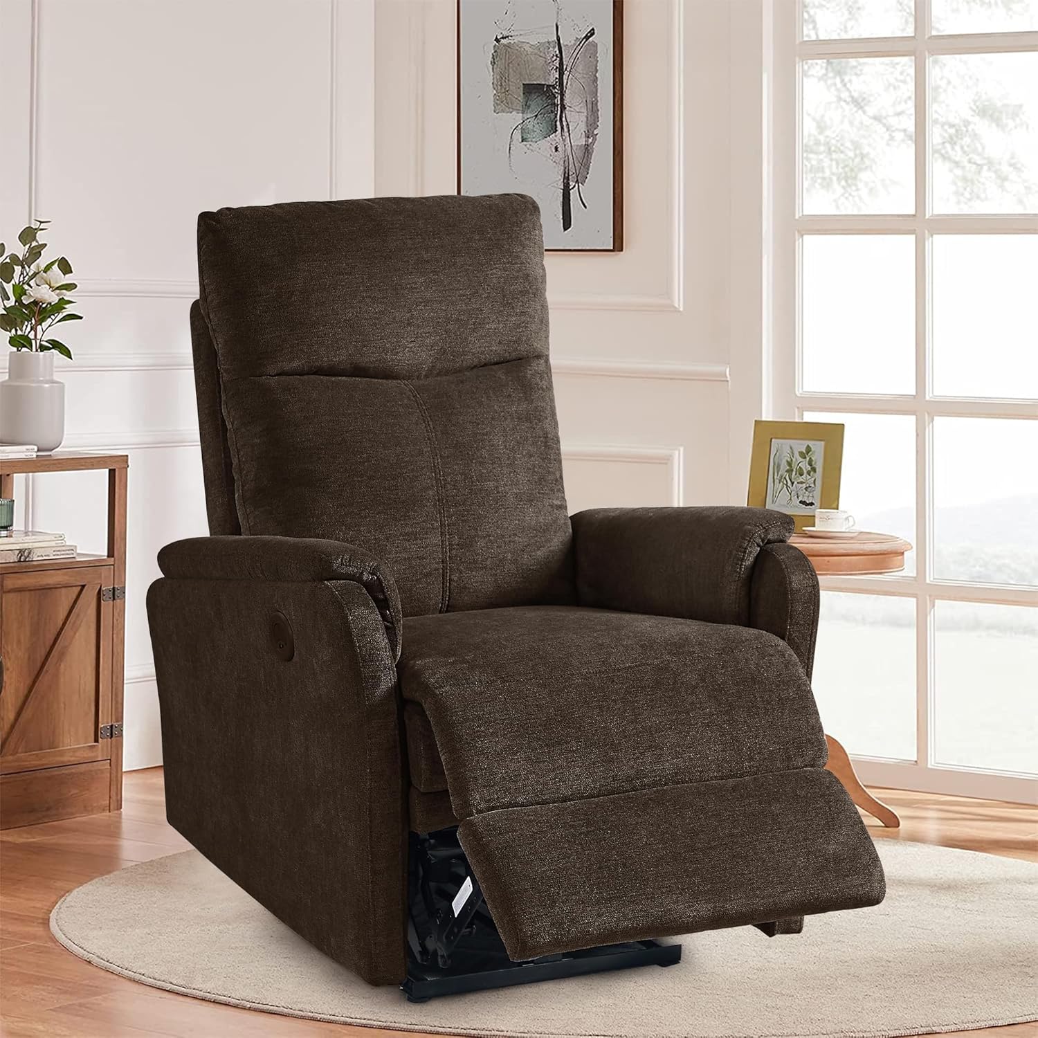 Silla reclinable para adultos y ancianos, sofá reclinable individual ergonómico, silla reclinable pequeña con puertos USB, respaldo y cojín para