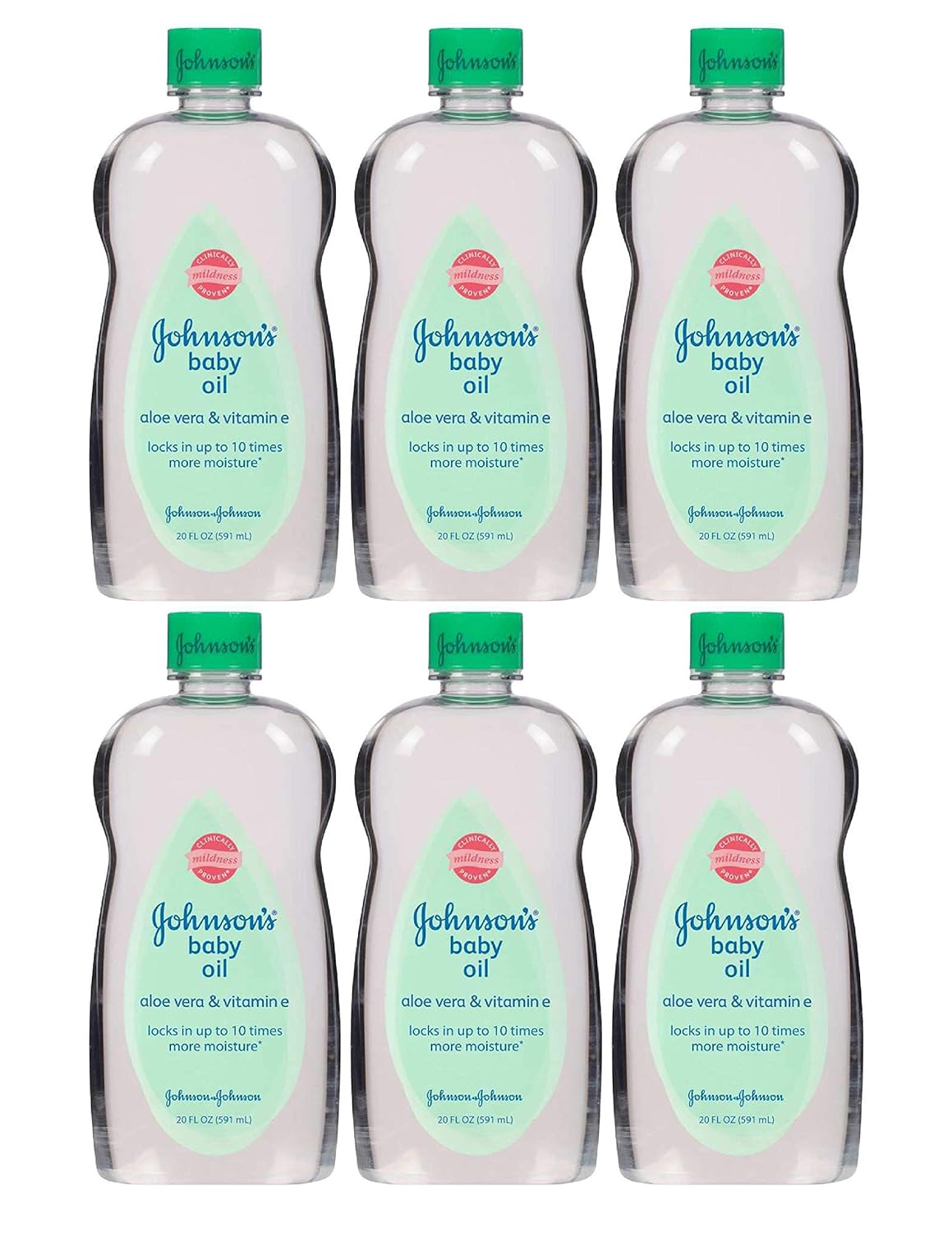 Johnson’s – Aceite para bebé, aceite mineral enriquecido con aloe vera y vitamina E para evitar la pérdida de humedad, hipoalergénico, 20 onzas