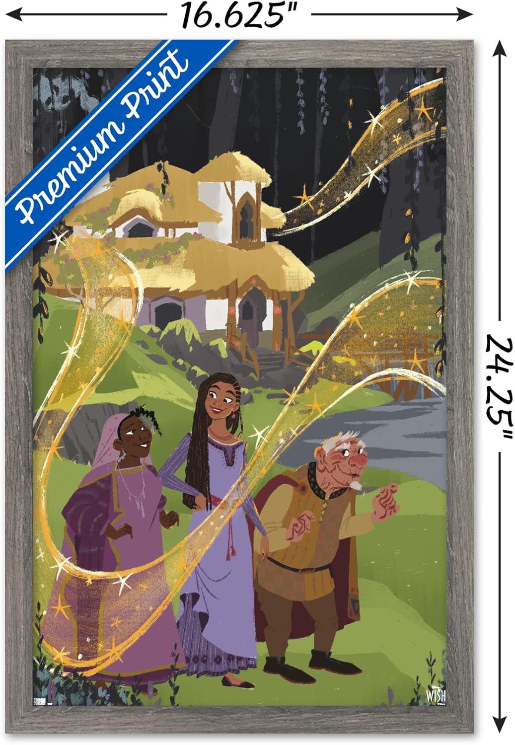 Trends International Disney Wish – Póster de collage 1 (familiar), 14.72 x 22.37 pulgadas, versión enmarcada de madera de granero