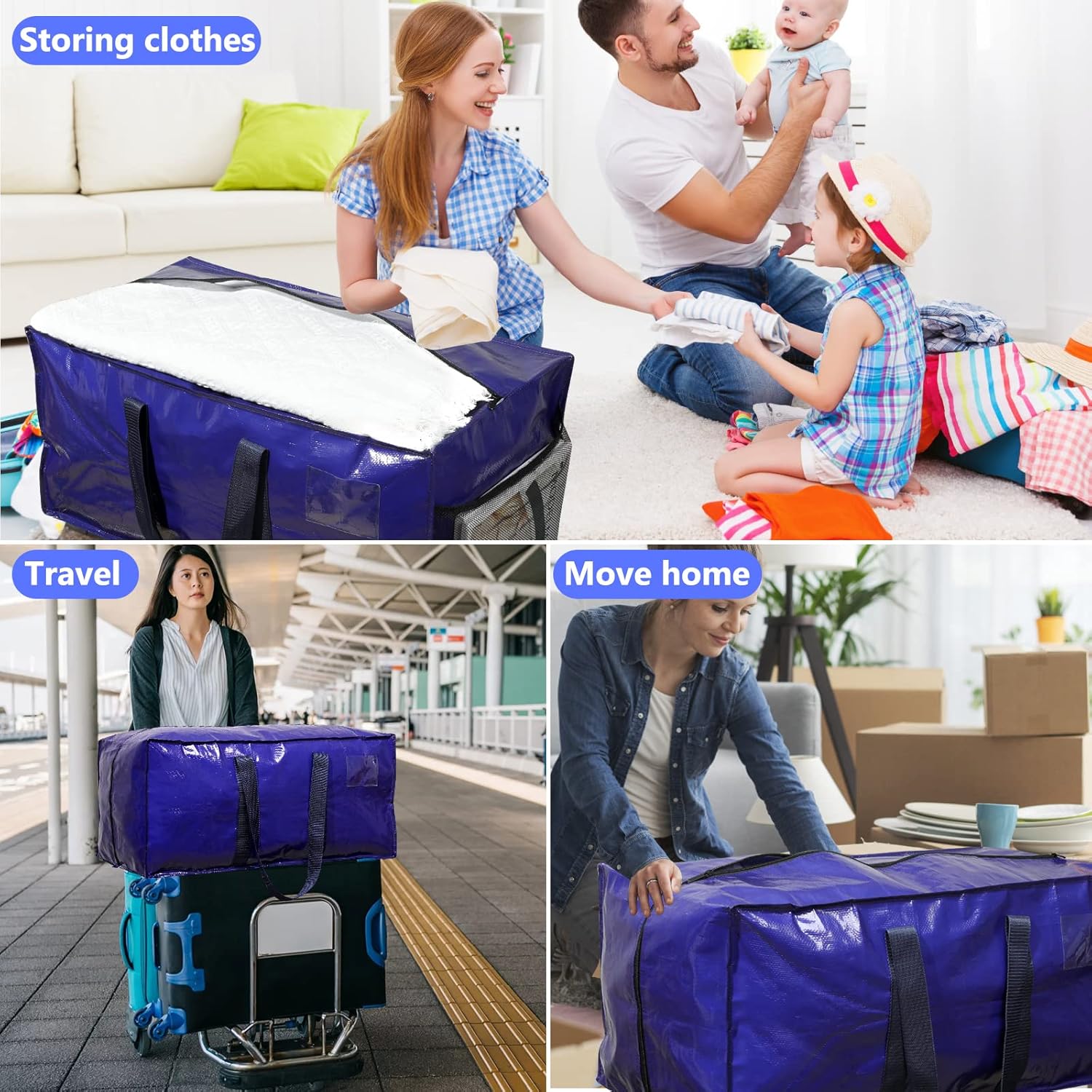 OVETLIM Bolsas de mudanza resistentes extra grandes, bolsas de almacenamiento para ahorrar espacio, cajas de mudanza para alternativas, bolsas de