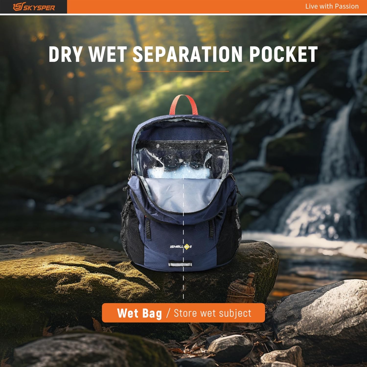 SKYSPER Mochila ligera de senderismo  Mochila de viaje pequeña de 20L Mochila plegable resistente al agua para mujeres y hombres
