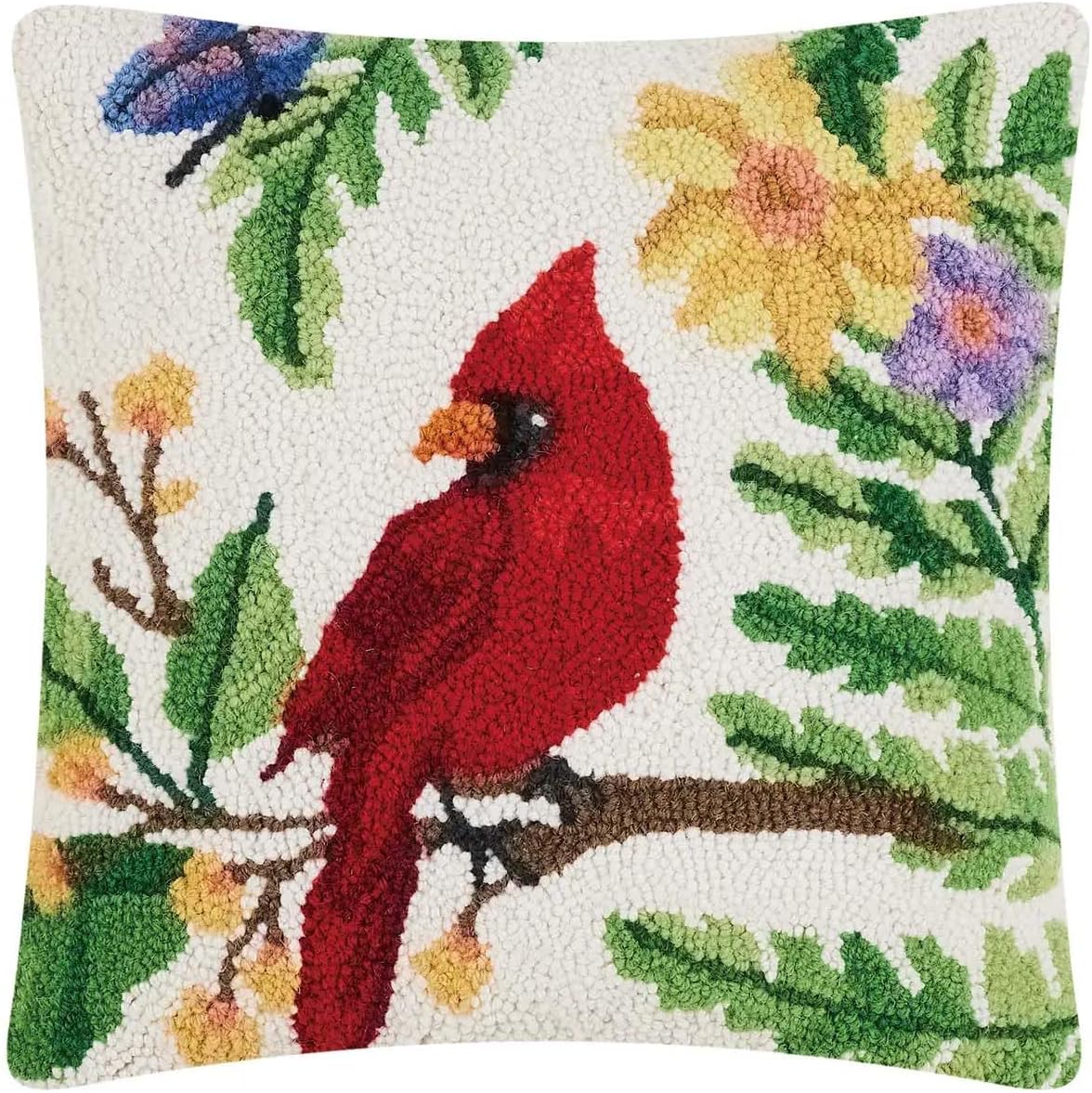 Peking Handicraft Cardinal – Almohada con gancho de relleno de polietileno, cuadrado de 16 pulgadas, decoración del hogar