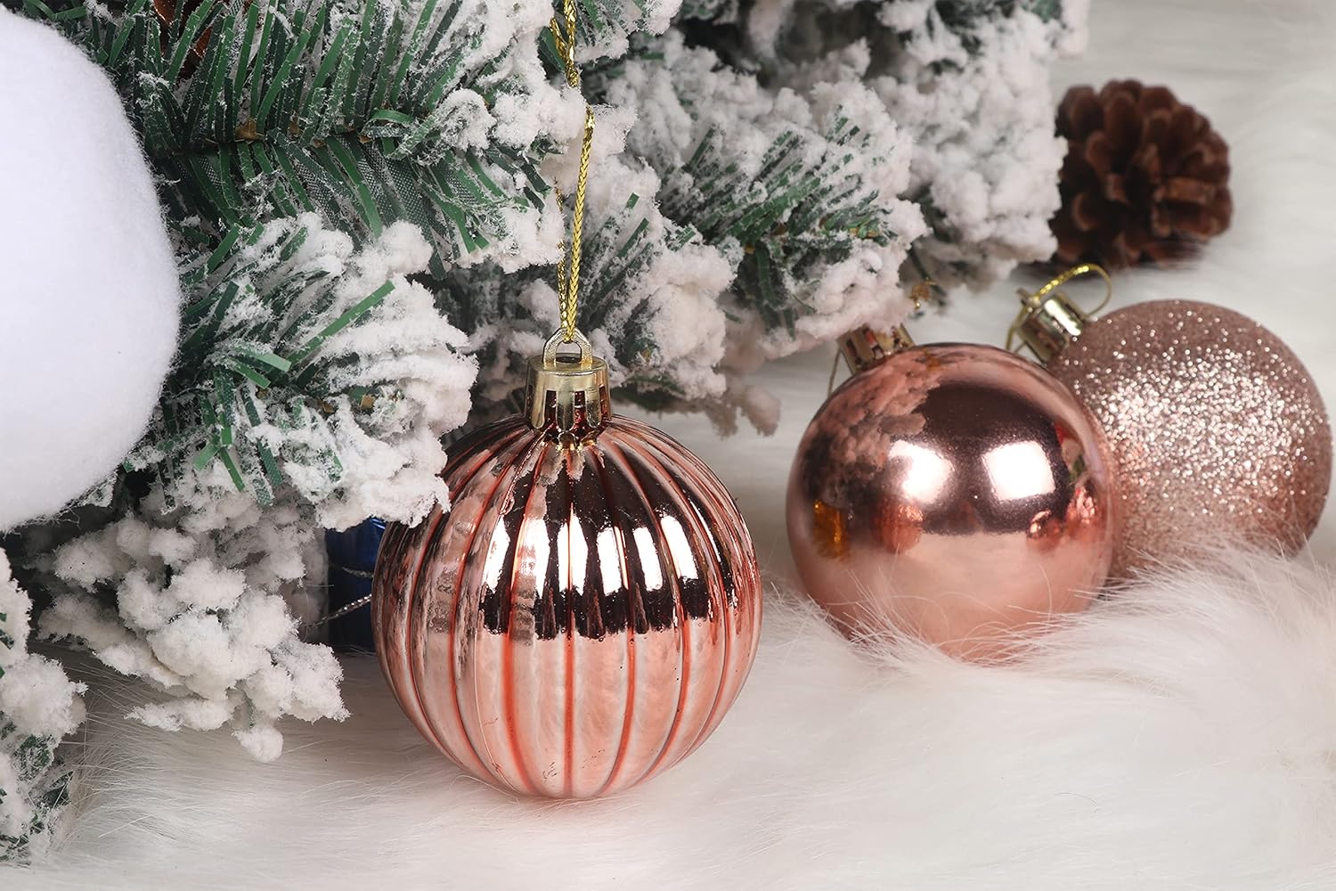 YYCRAFT Adornos de bola de Navidad de 34 quilates de 2.2 pulgadas para árbol de Navidad, decoraciones de Navidad, ganchos inastillables incluidos
