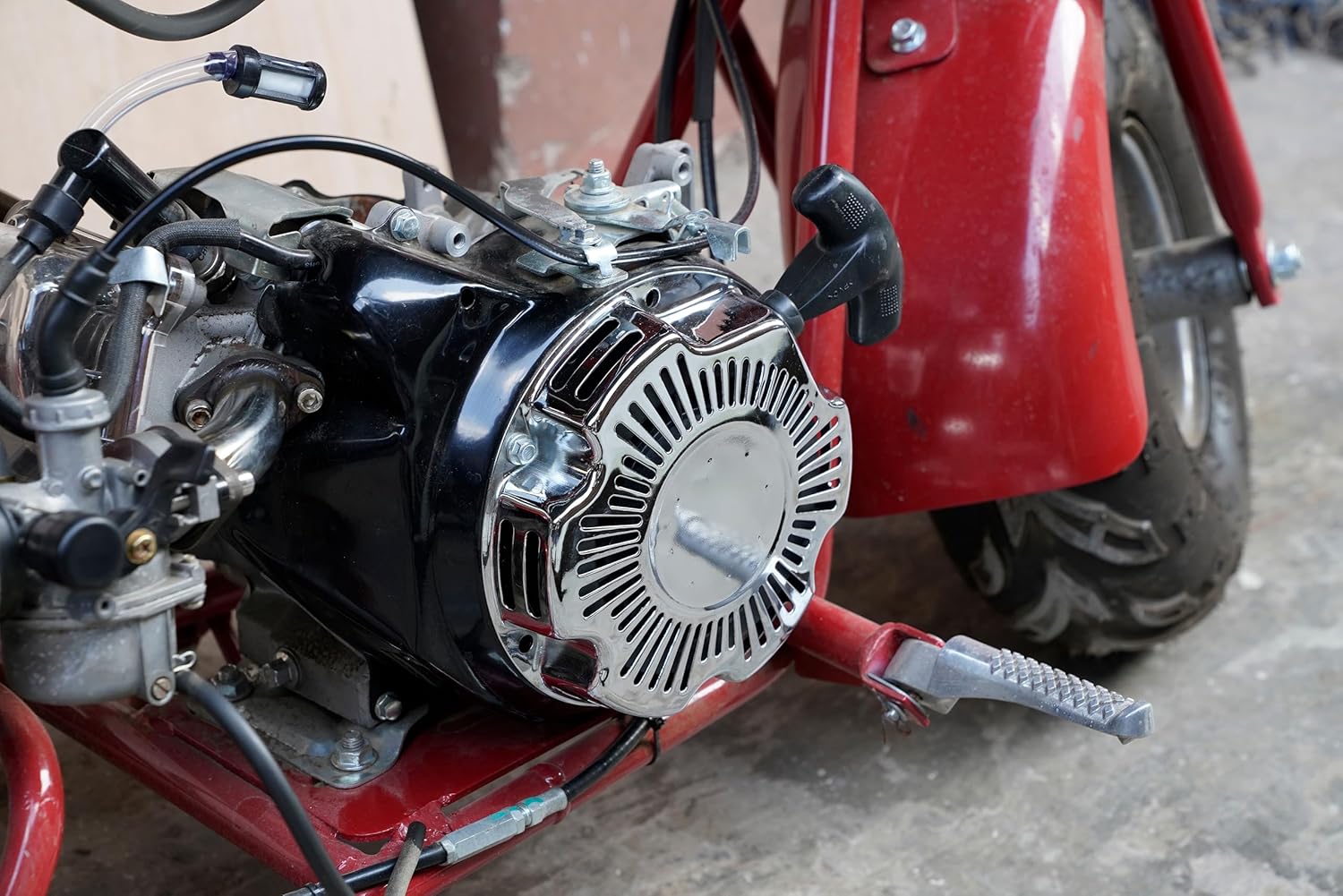 Ensamblaje de arranque de retroceso cromado para Coleman CT100U CC100X 98cc, motor Predator 79cc 3HP, Massimo MB100 79cc Mini Bike, SK100 CK100 Go