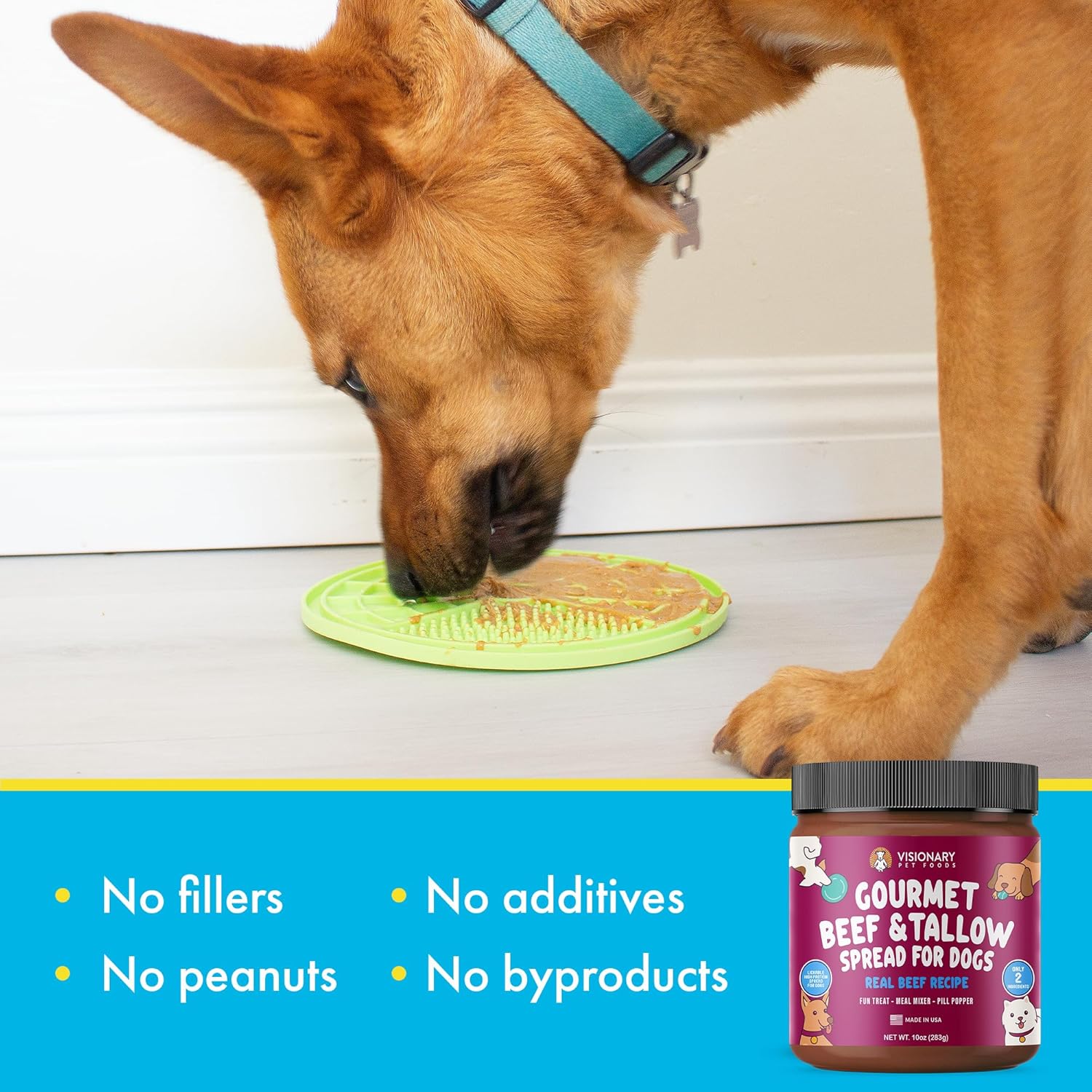 Visionary Pet Foods – Untable de carne de res para perros  Elección más saludable para la mantequilla de maní  Fácil de usar como tapete para lamer