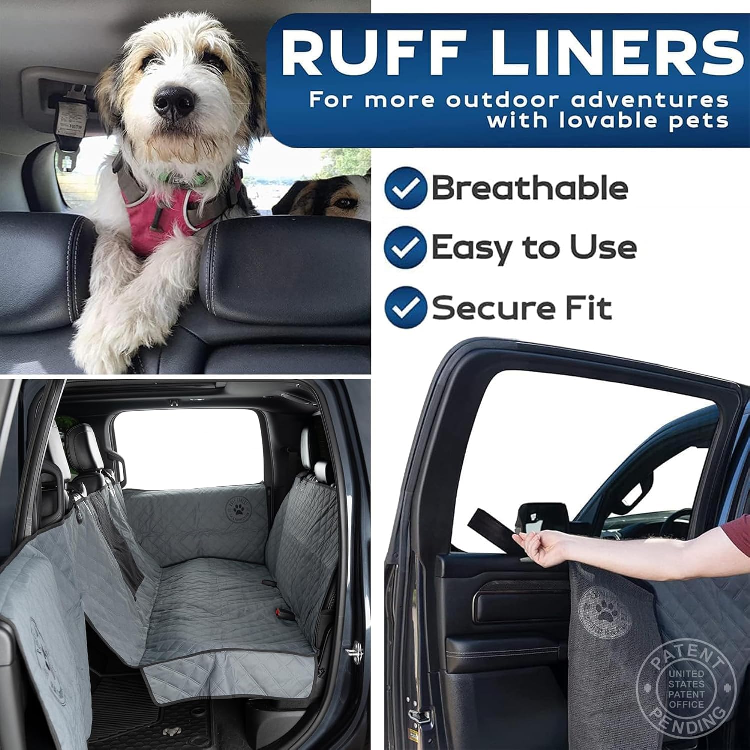 Funda de asiento de automóvil para perro lavable a máquina y protector de puerta de automóvil, se adapta a sedanes, SUV de tamaño mediano, camiones