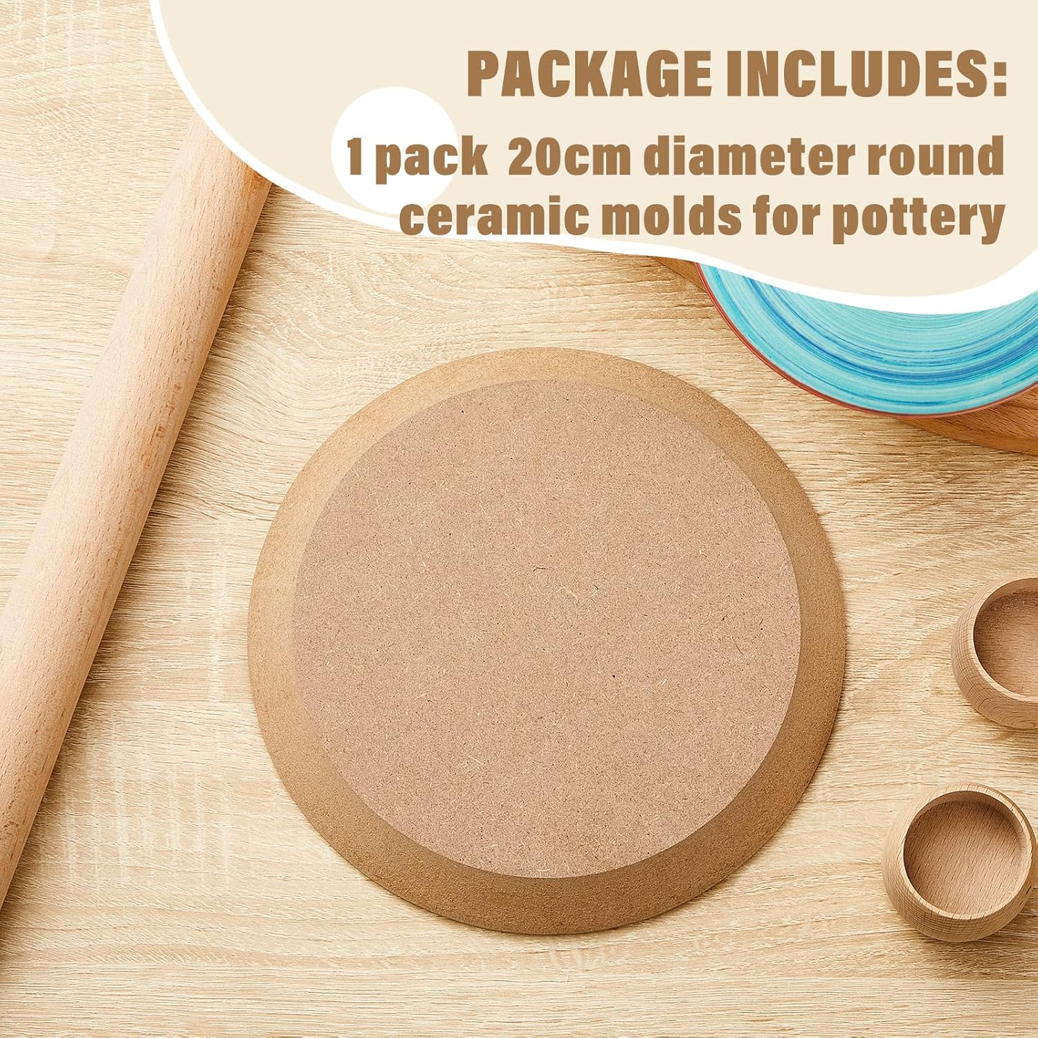 Sunnyray Molde redondo de cerámica de 8 pulgadas para construcción de arcilla a mano, moldes de cerámica, herramientas de cerámica y cerámica, molde