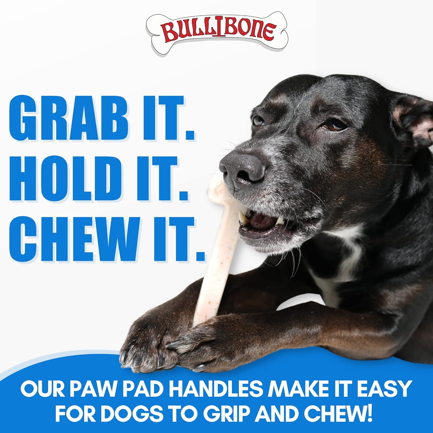 Bullibone Hueso de juguete de nailon para masticar para perros, mejora la higiene dental, parte inferior fácil de agarrar e impregnado de sabor