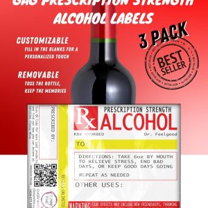 Etiquetas divertidas para botellas de vino, paquete de 3 calcomanías falsas para botellas de vodka, tequila o whisky, no es una bolsa de regalo de Etiquetas divertidas para botellas de vino, paquete de 3 calcomanías falsas para botellas de vodka, tequila o whisky, no es una bolsa de regalo de