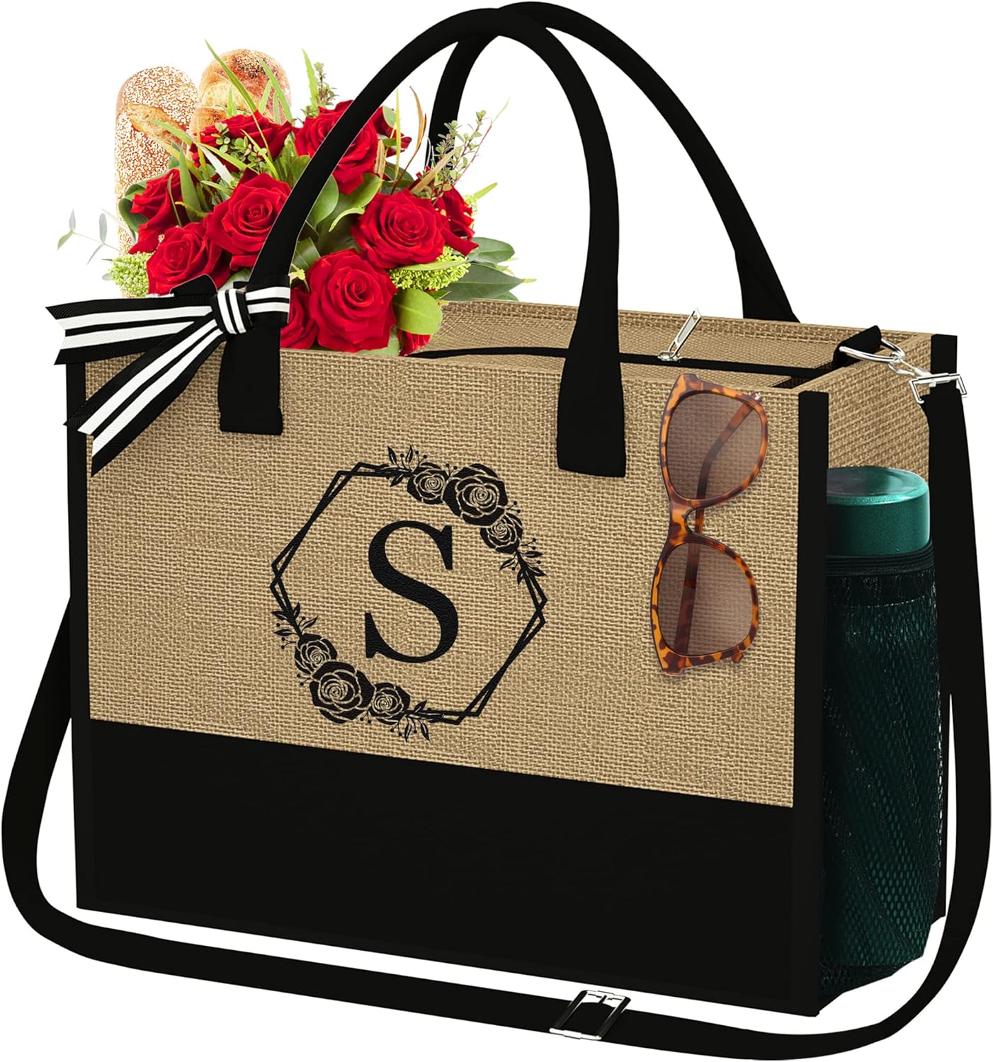 Regalos para mujeres  Regalos para el día de la madre, regalos de graduación, regalos de agradecimiento para profesores, bolsa de yute con inicial