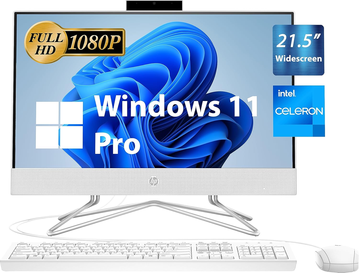 HP Escritorio todo en uno 2023, 21.5 pulgadas FHD, Intel Dual-Core Celeron J4025 2GHz, 16GB DDR4, 1TB PCIe SSD, RJ-45, cámara web, HDMI, lector de