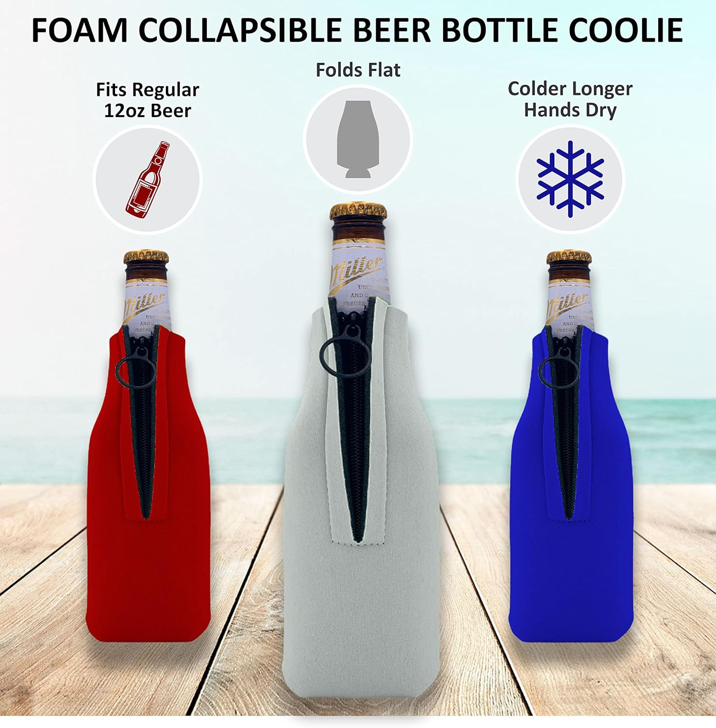 Botella de cerveza de espuma en blanco Coolie (paquete de 6, camuflaje verde)