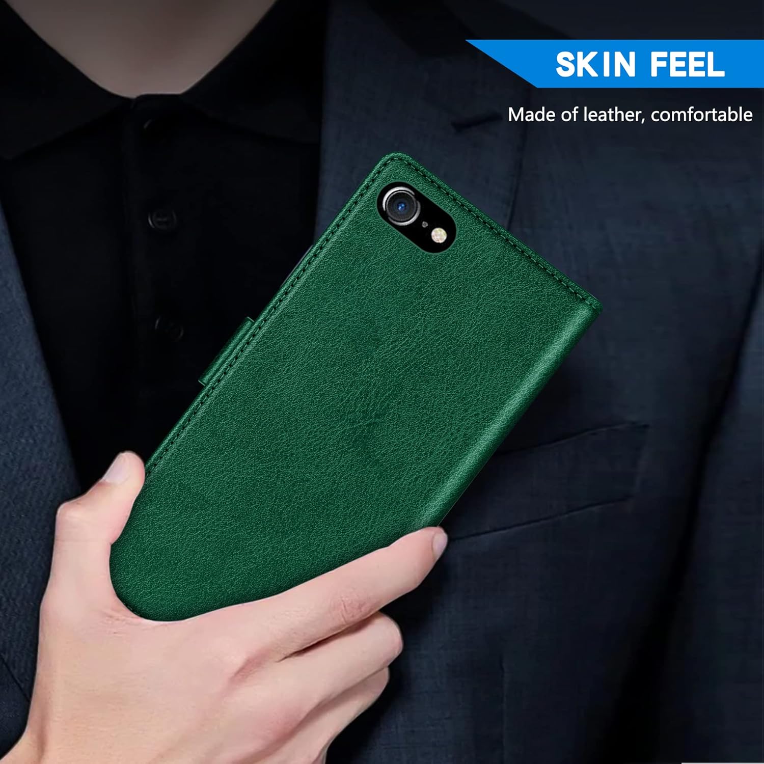 ZZXX Funda tipo cartera para iPhone 7iPhone 8iPhone SE 2022 (2020) con bloqueo RFID, ranura para tarjetas, función atril, cierre magnético, funda
