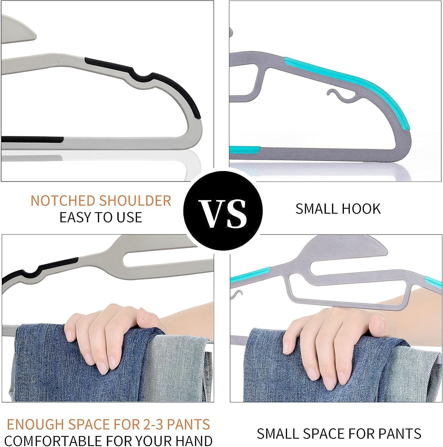 DAMAHOME Paquete de 50 perchas para ropa antideslizantes, perchas delgadas que ahorran espacio, perchas de plástico resistente, perchas para