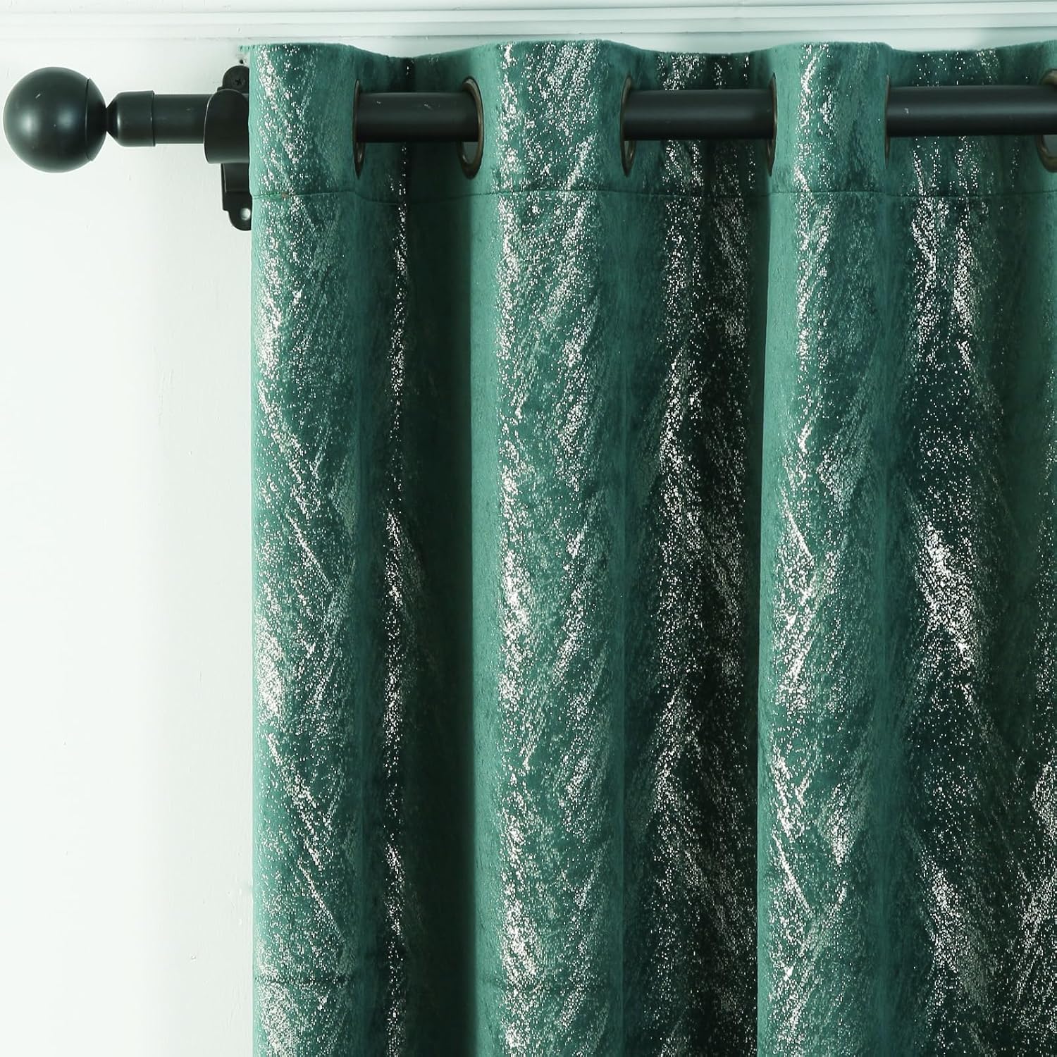 Tootop Cortinas de terciopelo verde champán con estampado geométrico brillante, patrón geométrico de lujo, sala de estar, dormitorio, gruesas, súper