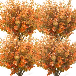 Grunyia Paquete de 10 plantas artificiales de boj de otoño que no se decoloran Grunyia Paquete de 10 plantas artificiales de boj de otoño que no se decoloran