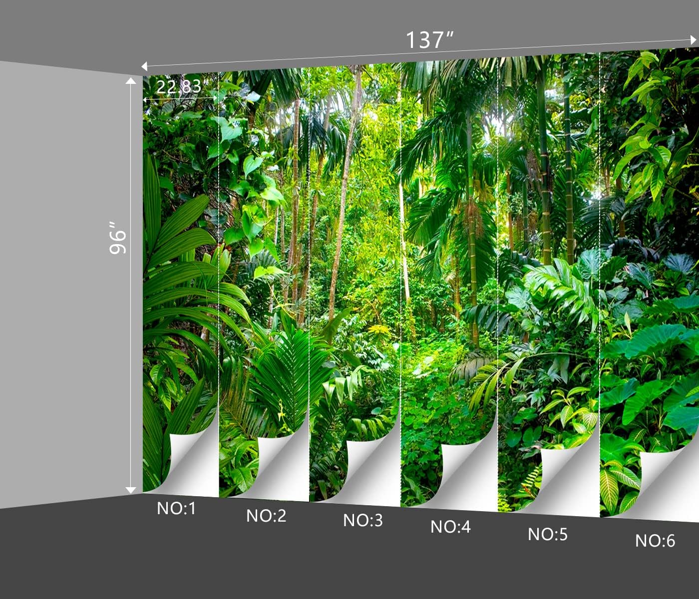 Papel tapiz botánico de selva tropical para dormitorio, murales de plantas de hojas verdes, decoración estética de habitación, sala de estar, fondo