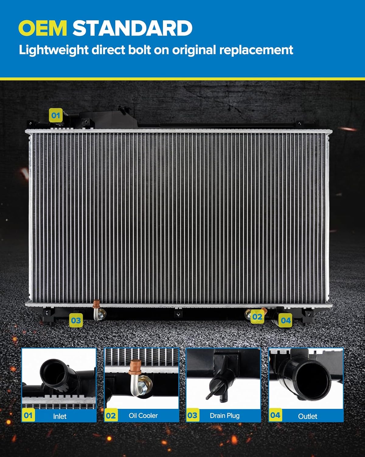 PHILTOP Radiadores RK1126 para Ram 1500 2002-2008, Ram 2500 3500 2003 5.7L 4WD RWD, núcleo de aluminio de 24 pulgadas de repuesto para radiador de