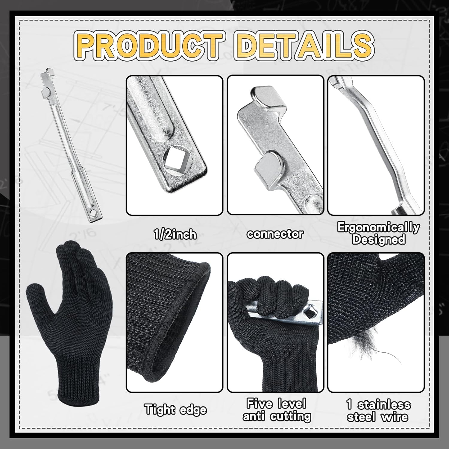Zonon Barra de herramientas de extensión de llave, extensor de llave universal de 15 pulgadas, extensor de llave con guantes antideslizantes,