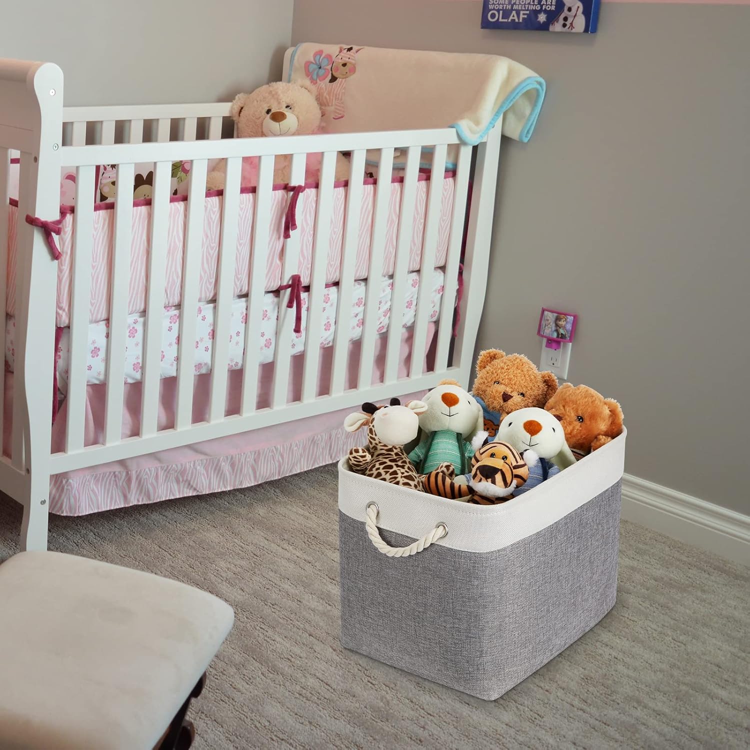 Temary Cestas para organizar, paquete de 2 cestas de almacenamiento grandes de tela con asas, cestas decorativas para regalos vacías para el hogar,