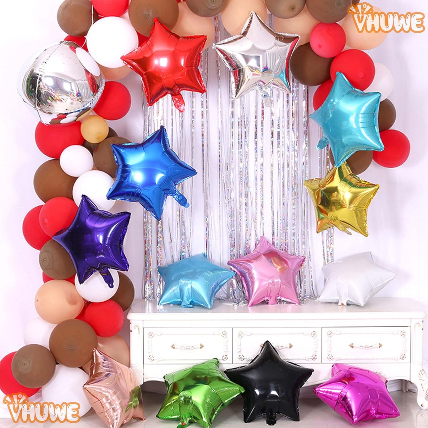 Globos de estrella azul de 18 pulgadas, 10 unidades de globos metálicos de aluminio de helio de Mylar en forma de estrella azul para decoraciones de