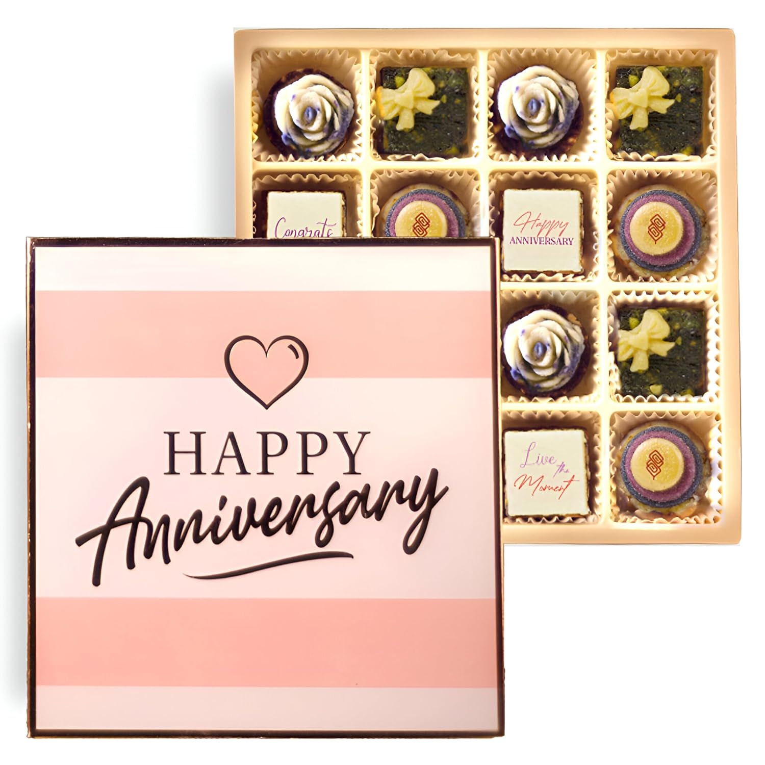 Laumière Gourmet Fruits – Colección Superfood Parfait Happy Anniversary Edition – Cuadrado (16 piezas) – Cesta de regalo saludable – Cesta de regalo