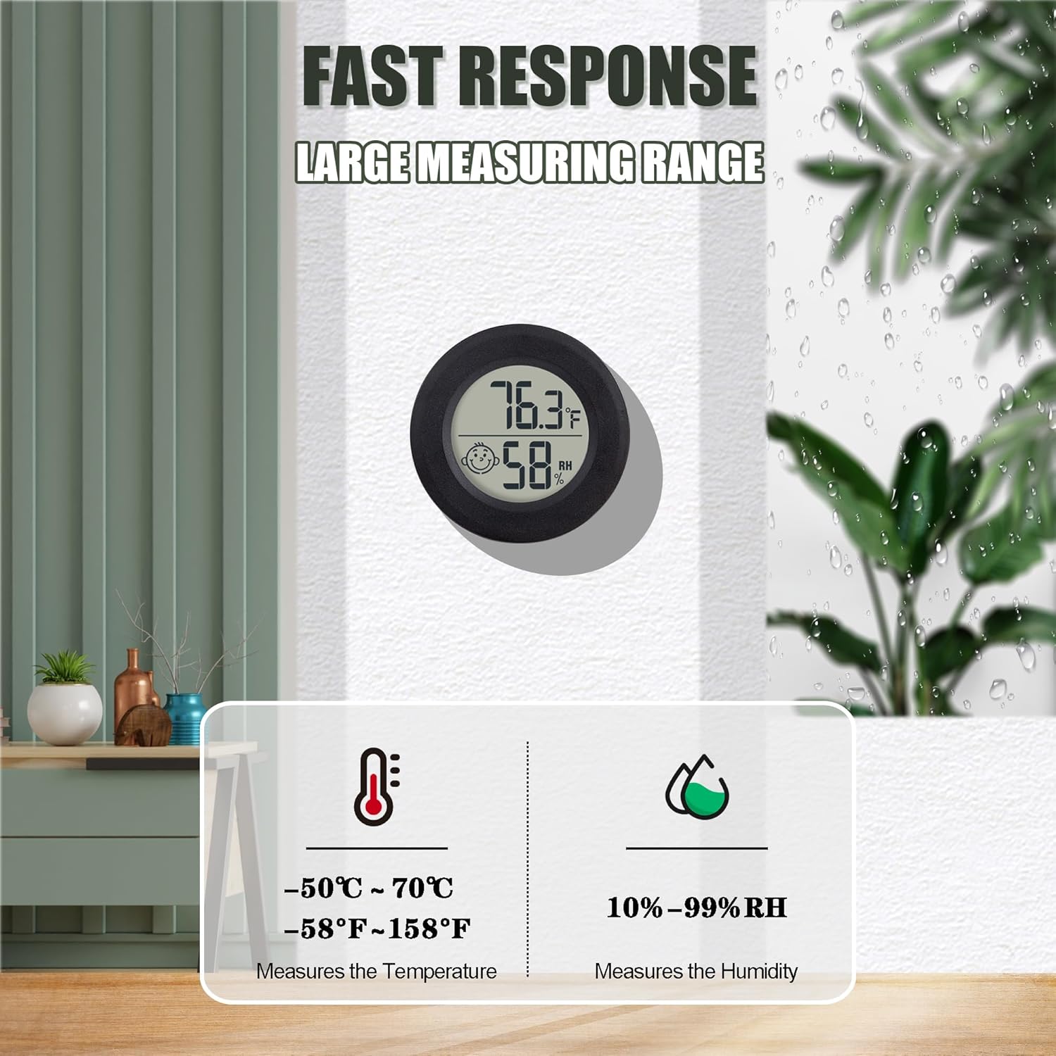 Mini higrómetro digital pequeño, medidor higrómetro con botones CF y encendidoapagado, monitor de medidor de humedad interior con sensor de medidor