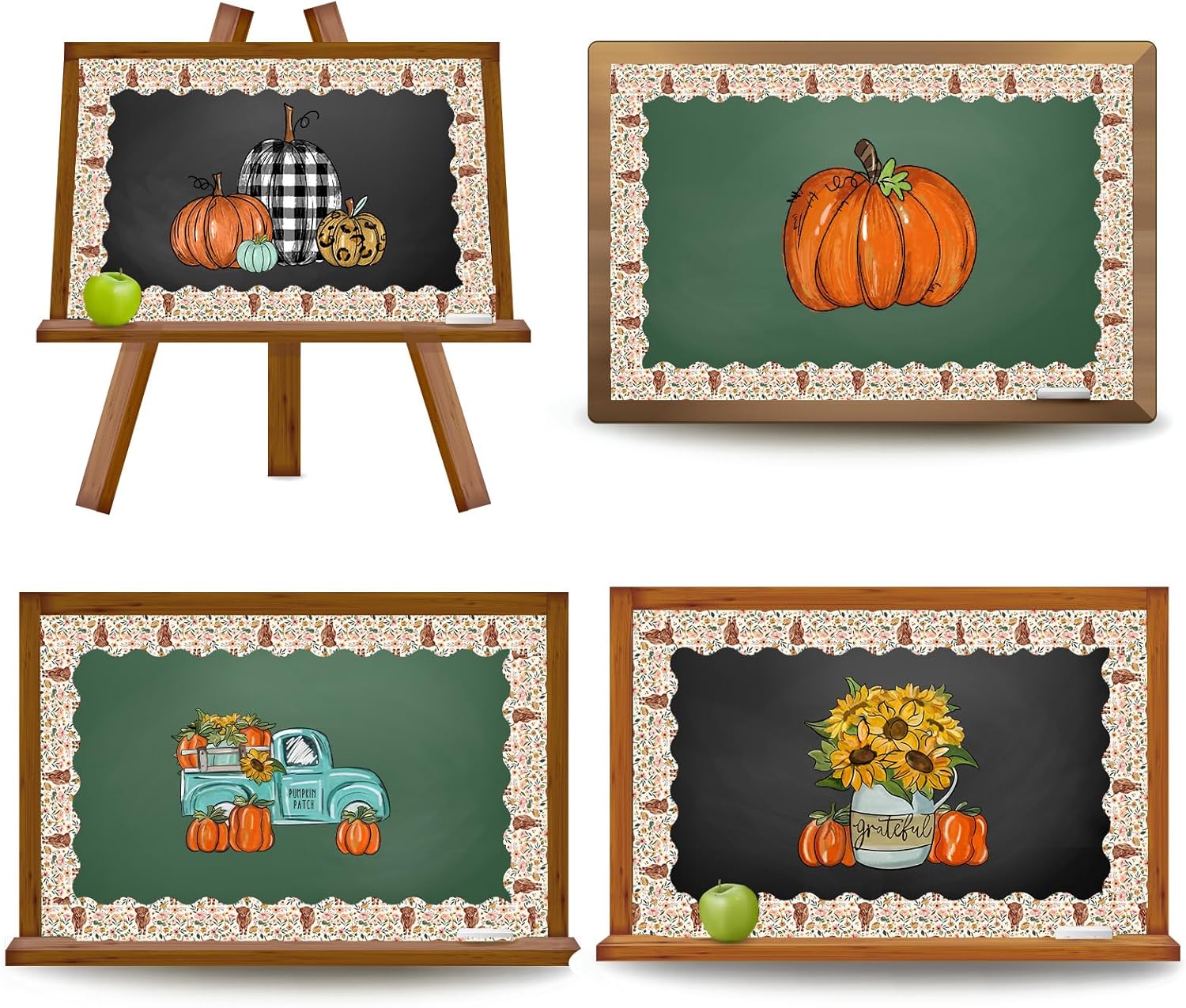 AnyDesign – Tablero de anuncios de vaca de las tierras altas de 65 pies con borde de acuarela y flores de vaca troquelada, rollo de borde troquelado