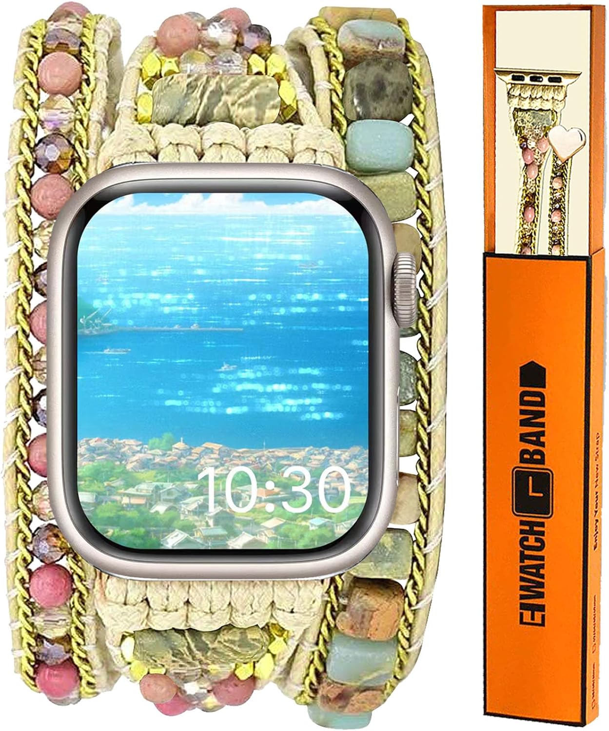 Pulseras bohemias hechas a mano con cuentas de cristal natural para reloj inteligente, repuesto para iWatch, Apple Watch Series Ultra SE 8, 7, 6, 5,