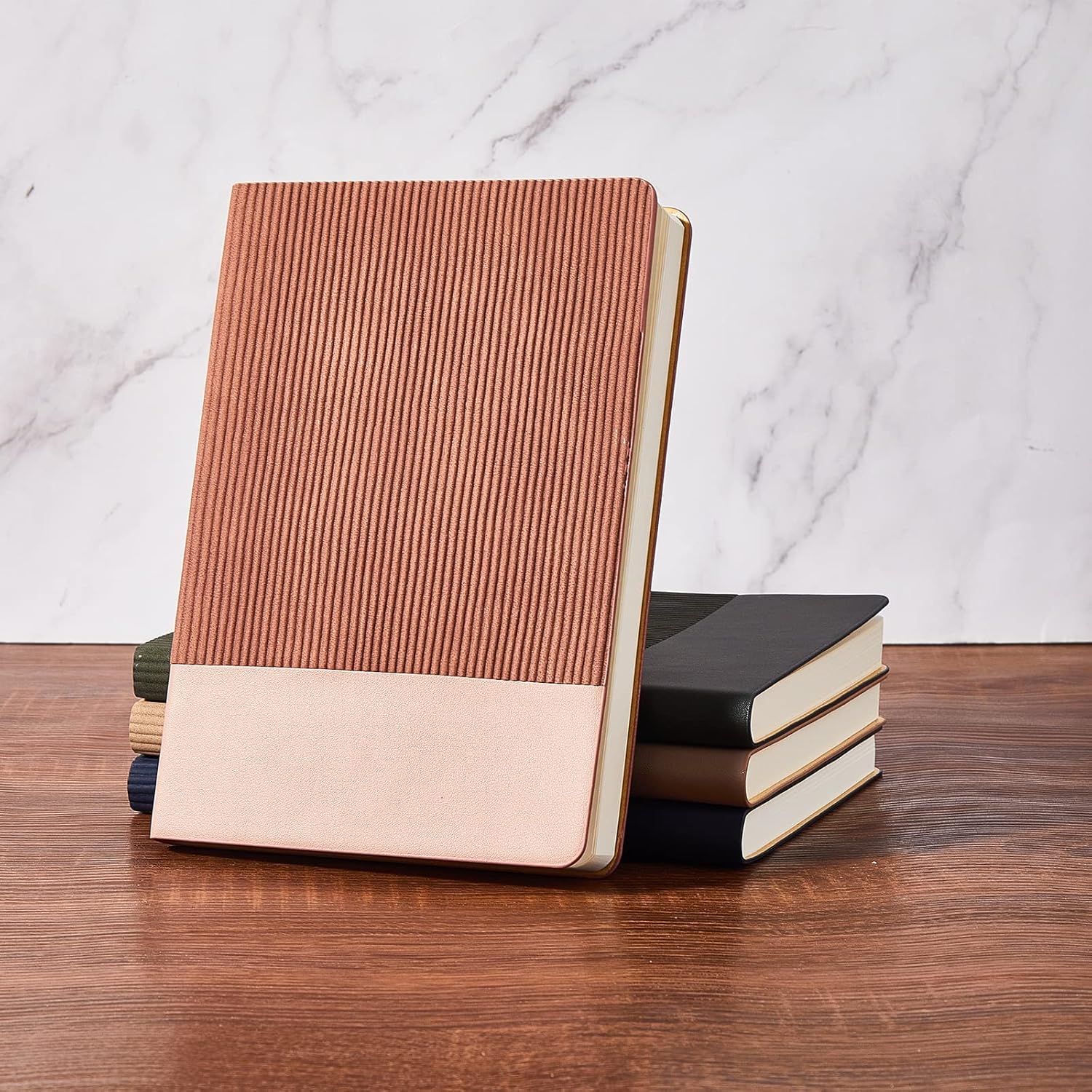 Cuaderno de diario forrado de 216 páginas, cubierta de cuero A5, diario estético, oficina, universidad, diario, escritura, 108 hojas, papel grueso