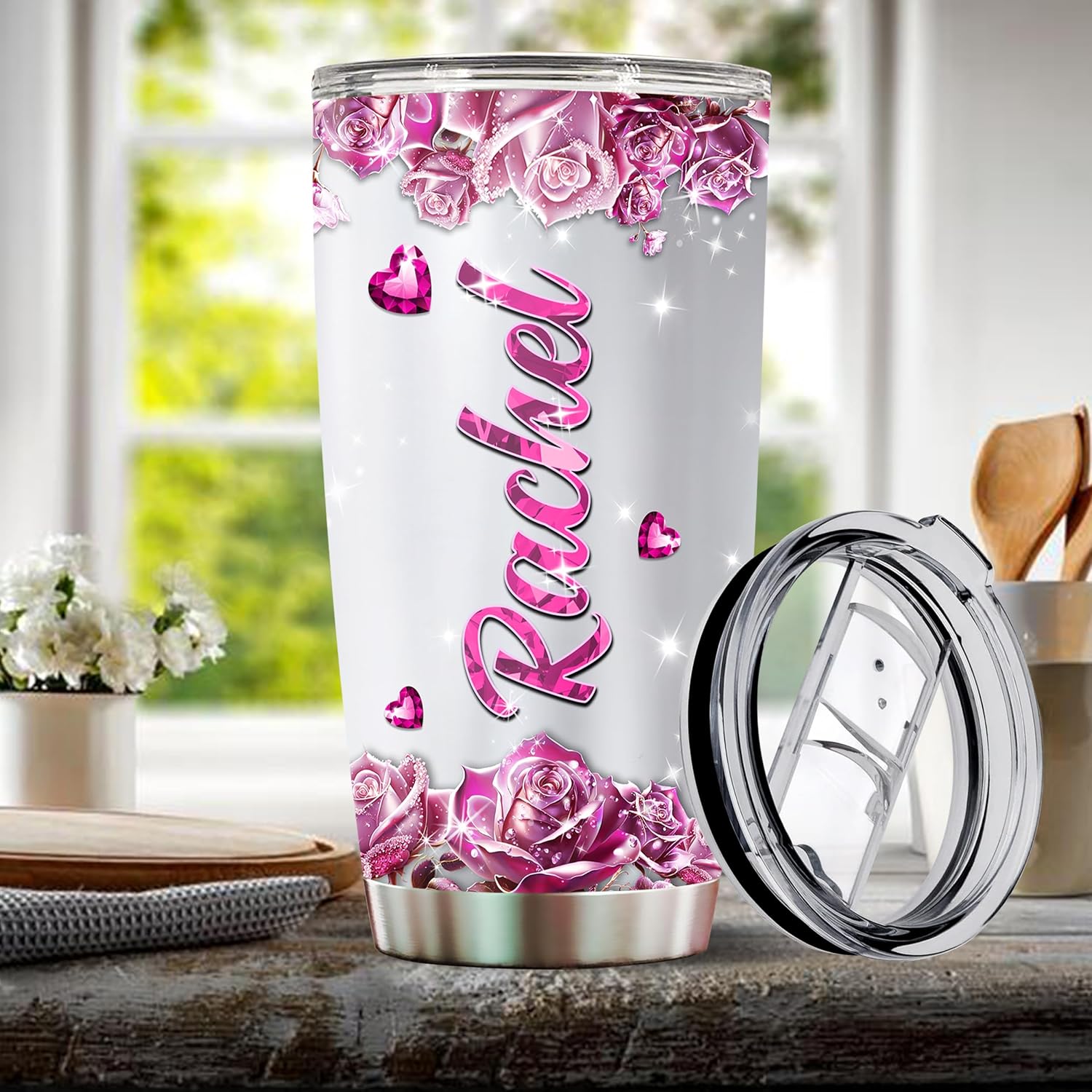 Vaso de café personalizado con diseño de elefante, regalos para mujeres, divertidas y lindas, joyas, elefantes, taza de viaje para adultos,