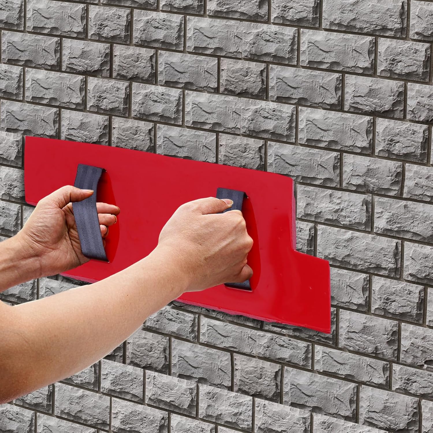 KONKENIE Sellos de hormigón de poliuretano grande Esteras de textura de piedra Herramienta de estampado Impresión de cemento rojo (15.7 * 7.9 in)
