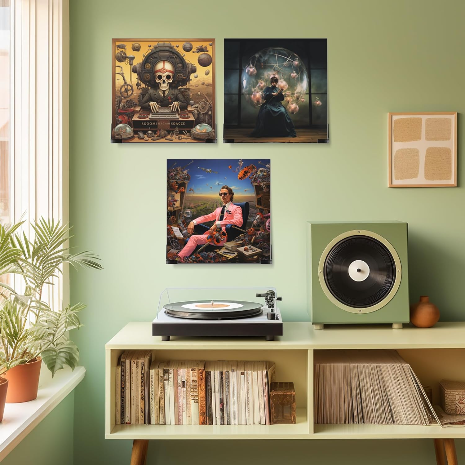 LANXGNAN Estante de pared de vinilo negro, soporte de exhibición de discos de vinilo acrílico para mostrar tu lectura diaria de LP en la oficina y