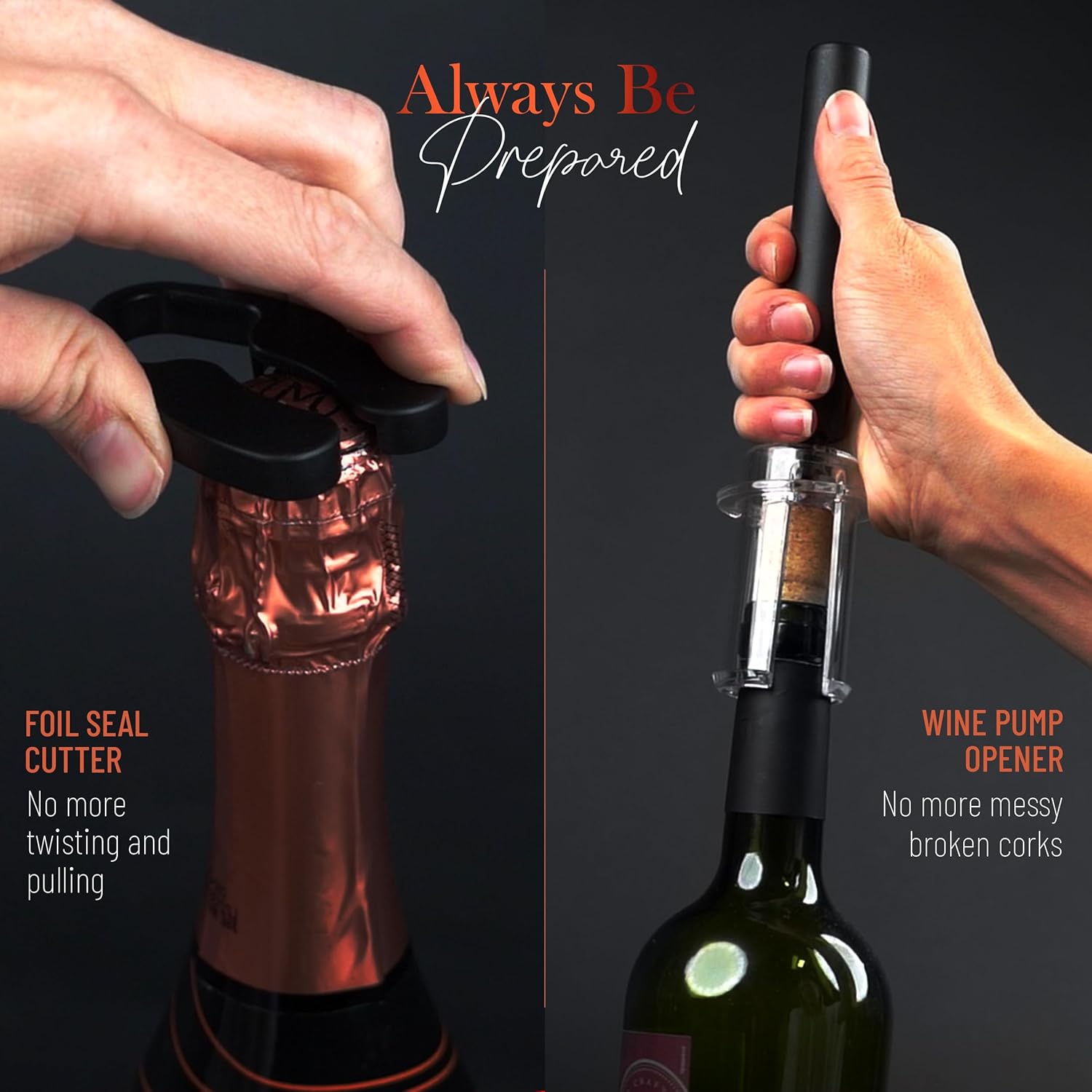 SocialBug Copas de vino irrompibles sin tallo con bomba de aire, abridor de vino y cortador de papel de aluminio, juego de 4, 15 onzas