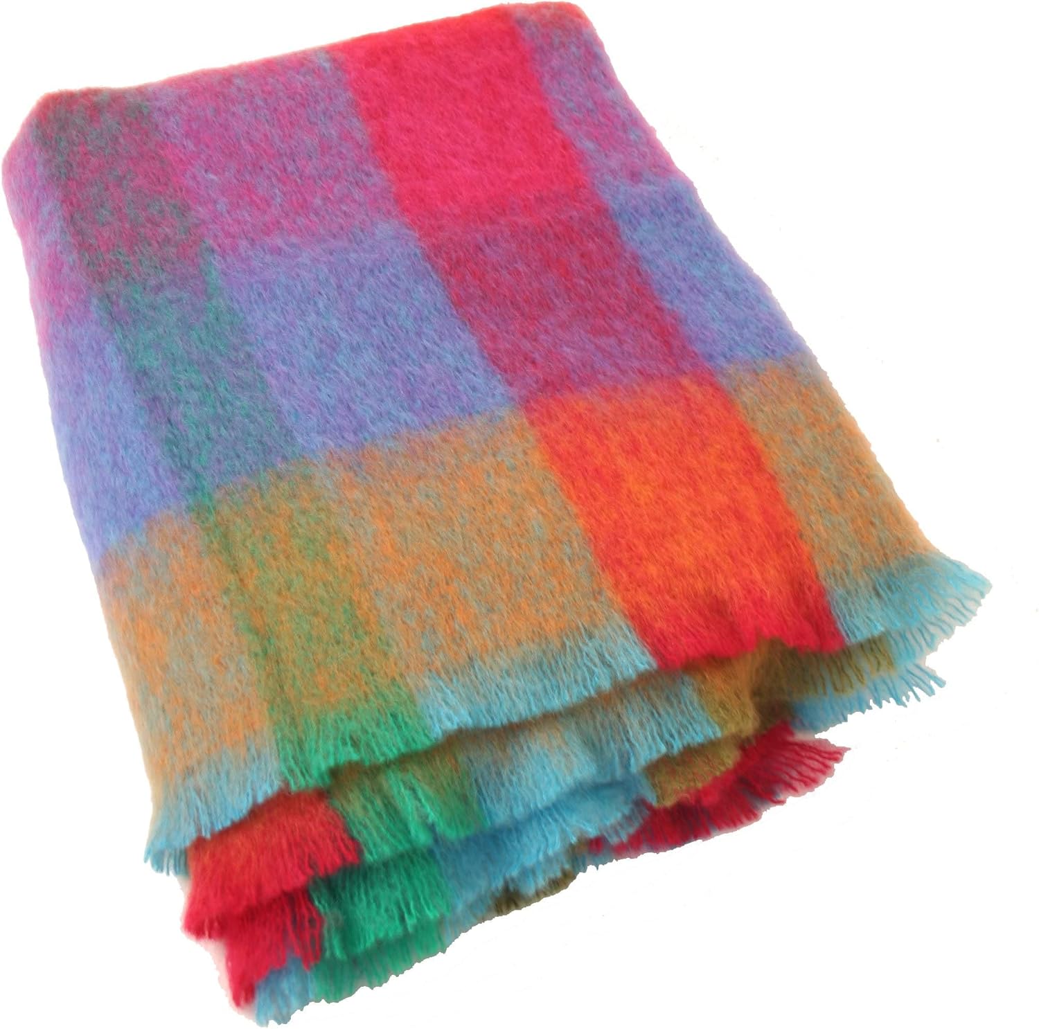 Manta de lana y mohair de angora irlandés genuina de Irlanda, 72 x 54 pulgadas, estilo celta tradicional, sensación y calidez supersuaves, cuadros
