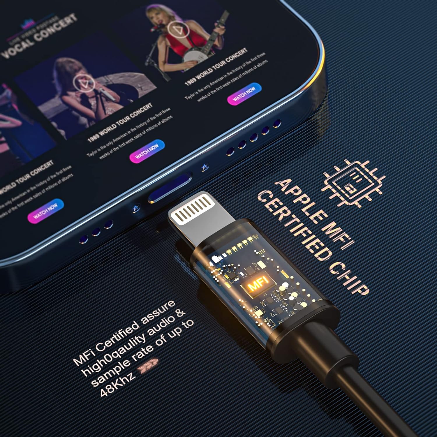 Auriculares Lightning para iPhone 13, 14, 12 Pro Max, con certificación MFi con micrófono, aislamiento de ruido, auriculares estéreo de graves