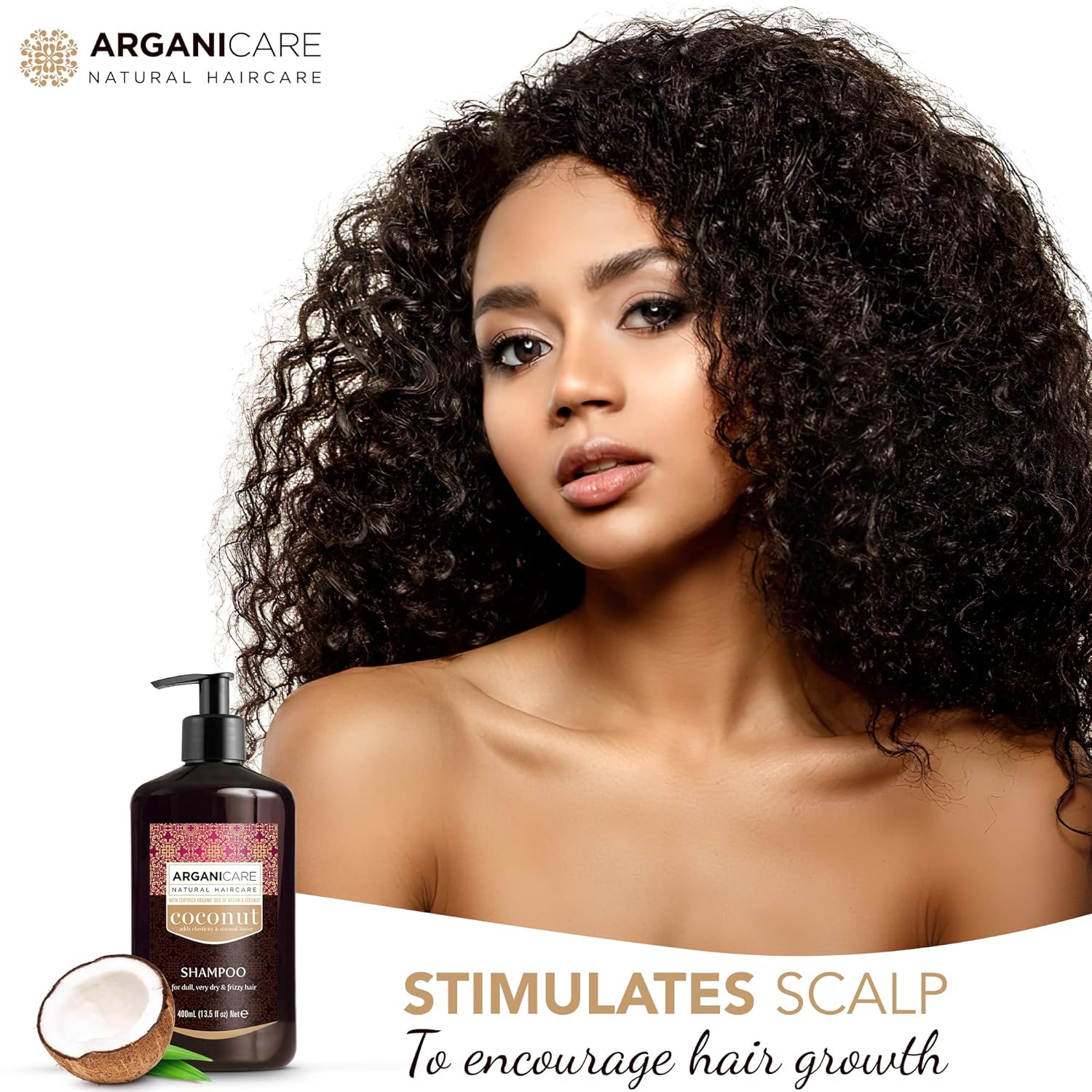 arganicare Hidratante Coco Champú con certificado Argán y Aceites de coco para Dull, muy seco y Frizzy 13,5Cabello FL oz