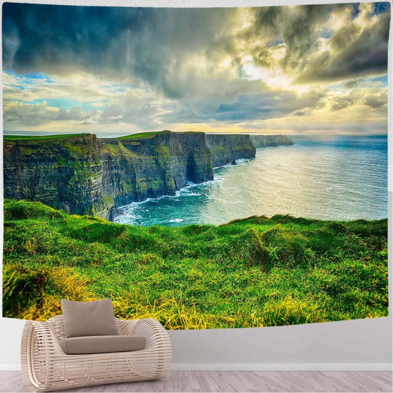 GRETIFY Tapiz Irlanda para dormitorio, magníficos acantilados de Moher, Irlanda en invierno, decoración de pared para colgar en la pared para sala