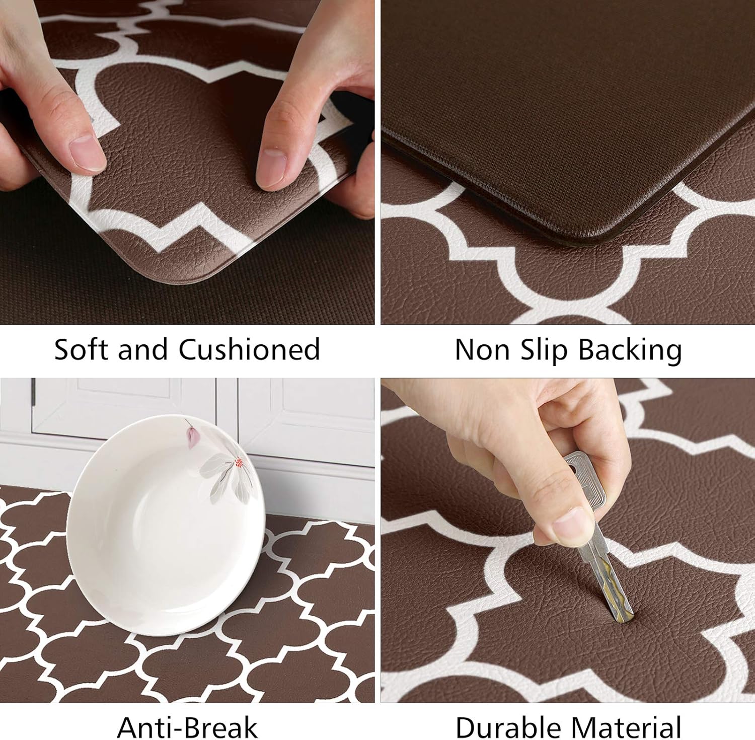 KMAT – 2 Tapetes para cocina, acojinados, antifatiga, impermeables, antideslizantes, de PVC resistente y espuma cómoda y ergonómica para estar de