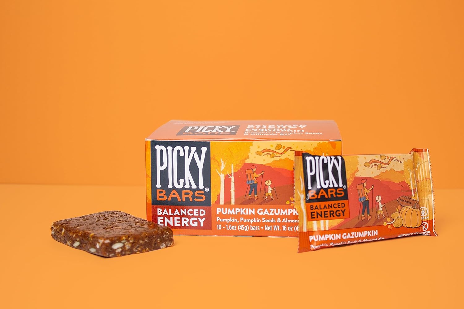 Picky Bars Real Food Barras energéticas, proteínas a base de plantas, totalmente naturales, sin gluten, sin OMG, sin lácteos (gazumpkin de calabaza,