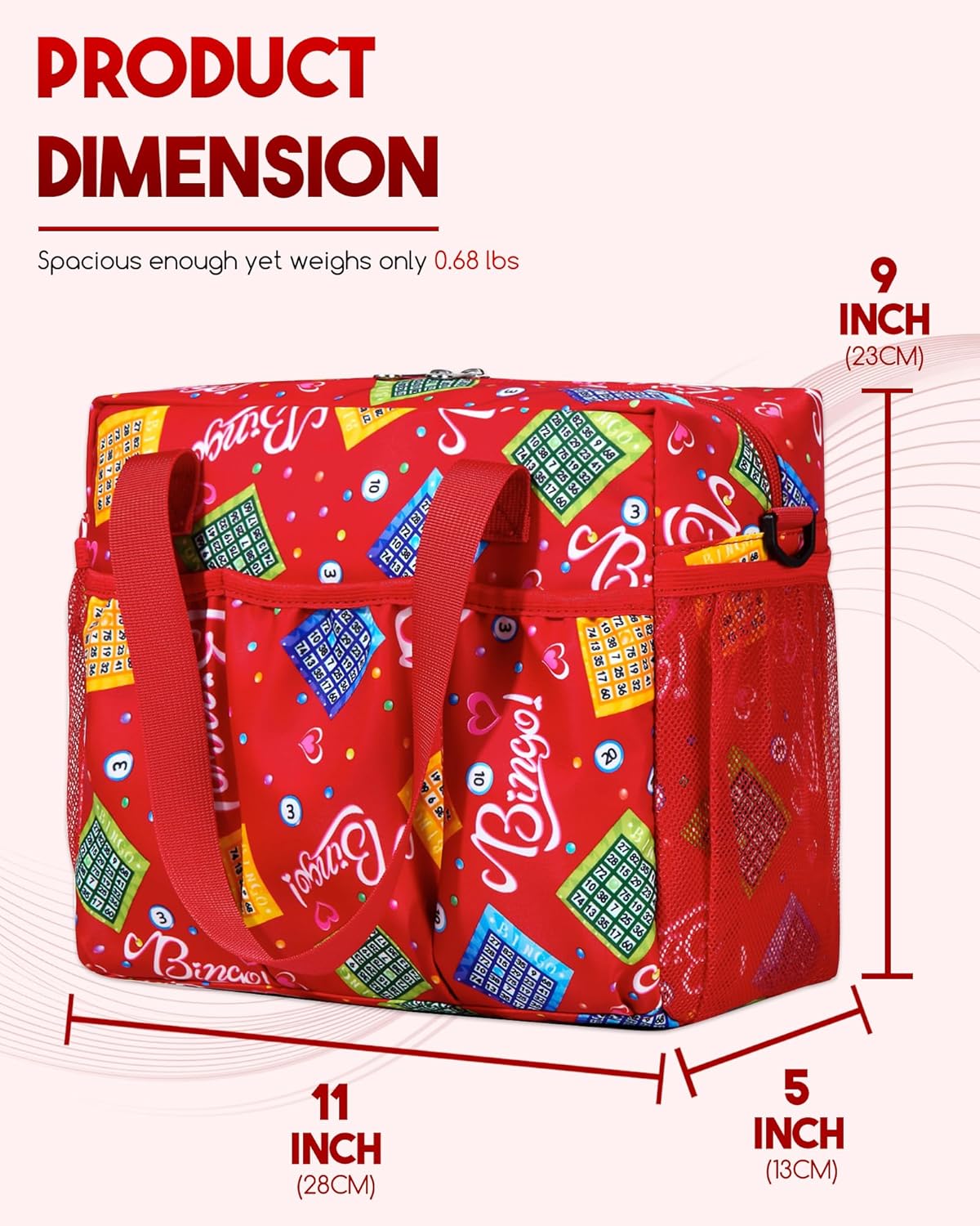 Bolsa de bingo roja para juegos de bingo, suministros de bingo Daubers para adultos, regalos para amantes del bingo del casino, jugadores,
