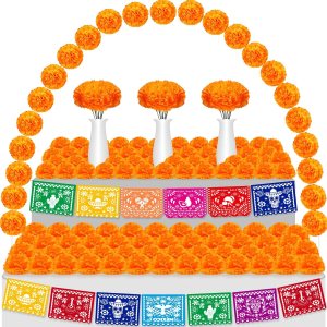 118 decoraciones de fiesta mexicana incluyen flores de caléndula Día de los Muertos, cartel para el Día de los Muertos, Cinco de Mayo, fiesta 118 decoraciones de fiesta mexicana incluyen flores de caléndula Día de los Muertos, cartel para el Día de los Muertos, Cinco de Mayo, fiesta